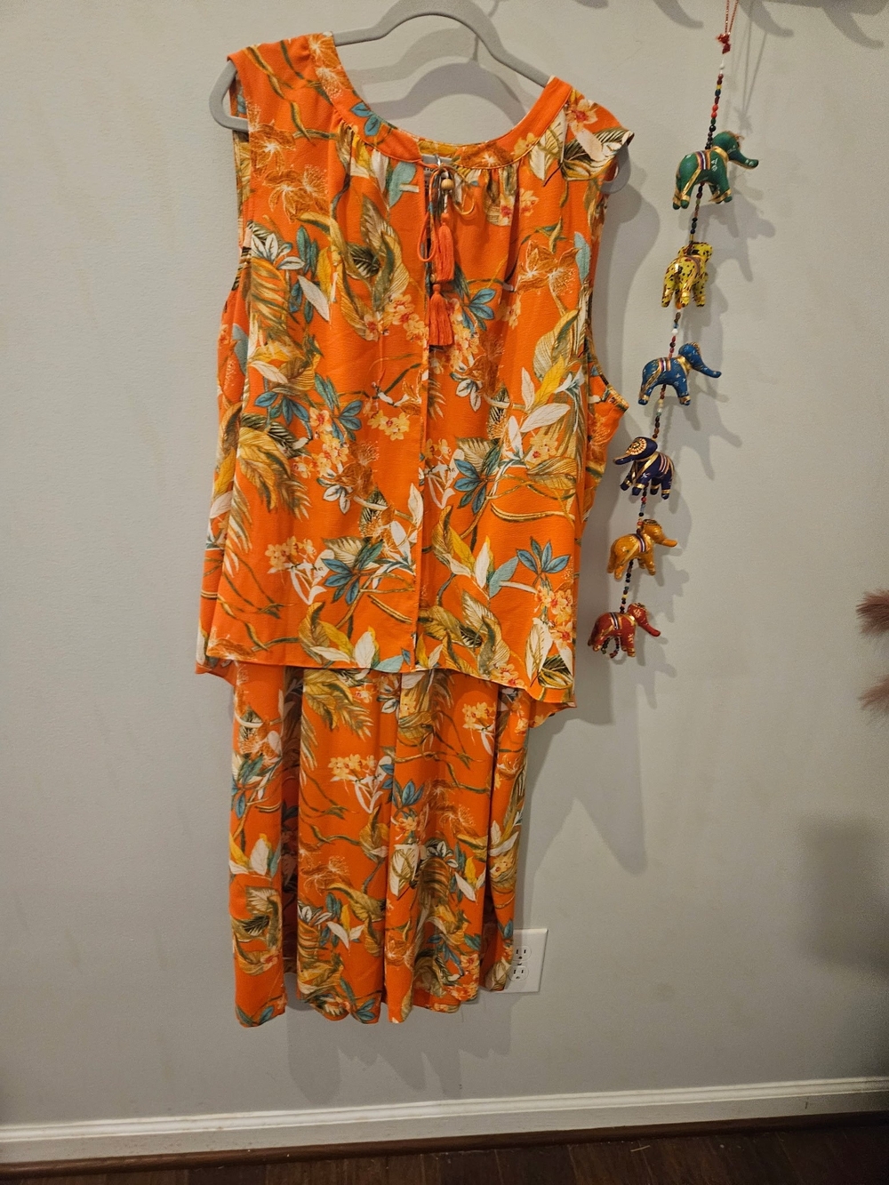 Rose & Olive Orange Floral Sleeveless Pantsuit